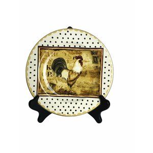 Sakura Retro Rooster Salad Dessert Plate Ivory 8in
